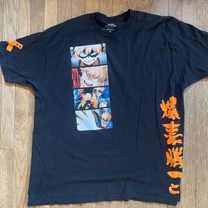 My Hero Academia Bakugo Black Graphic T-Shirt with Orange Accents